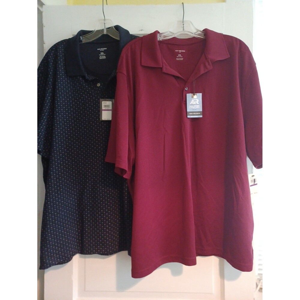 Van Heusen set/2 NEW performance polo shirts men's XXL Air Flex office golf